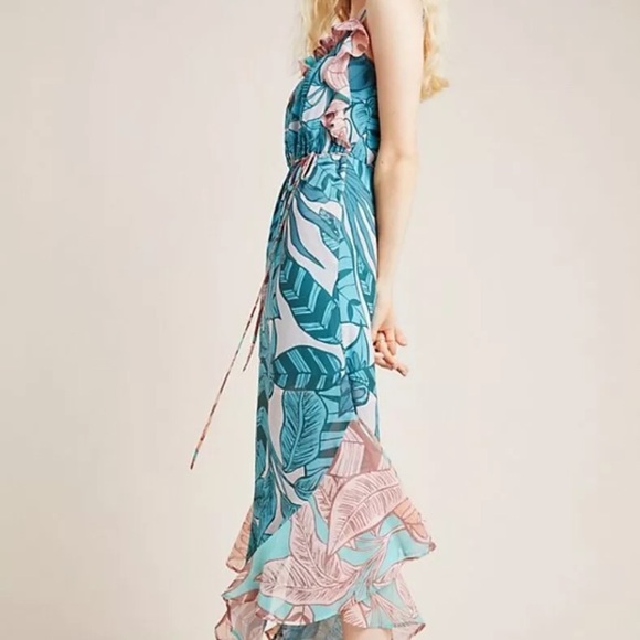 NWT Farm Rio Ruffled Botanical Maxi Dress Anthro L - Picture 3 of 4